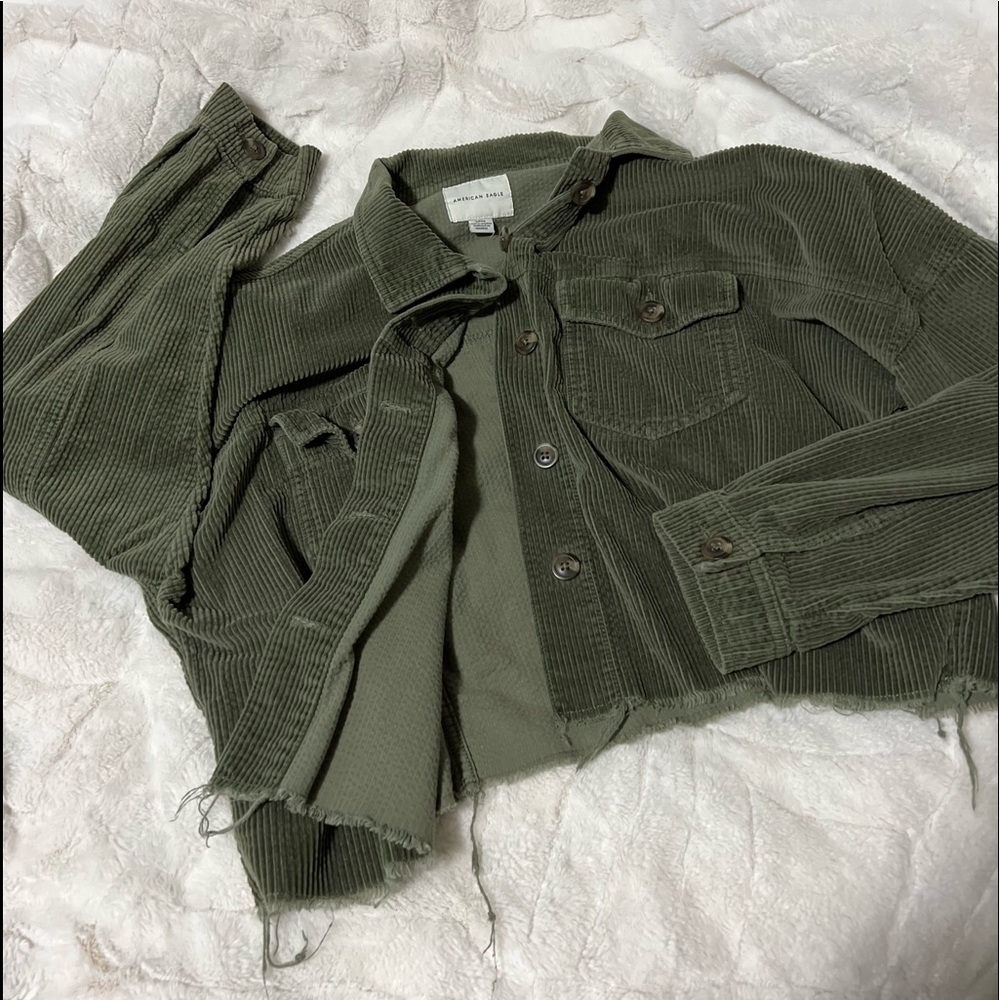 American Eagle Cropped Corduroy Shacket